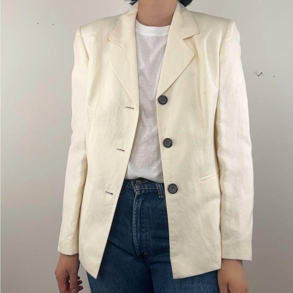 Vintage Le Suit Cream Linen Blazer