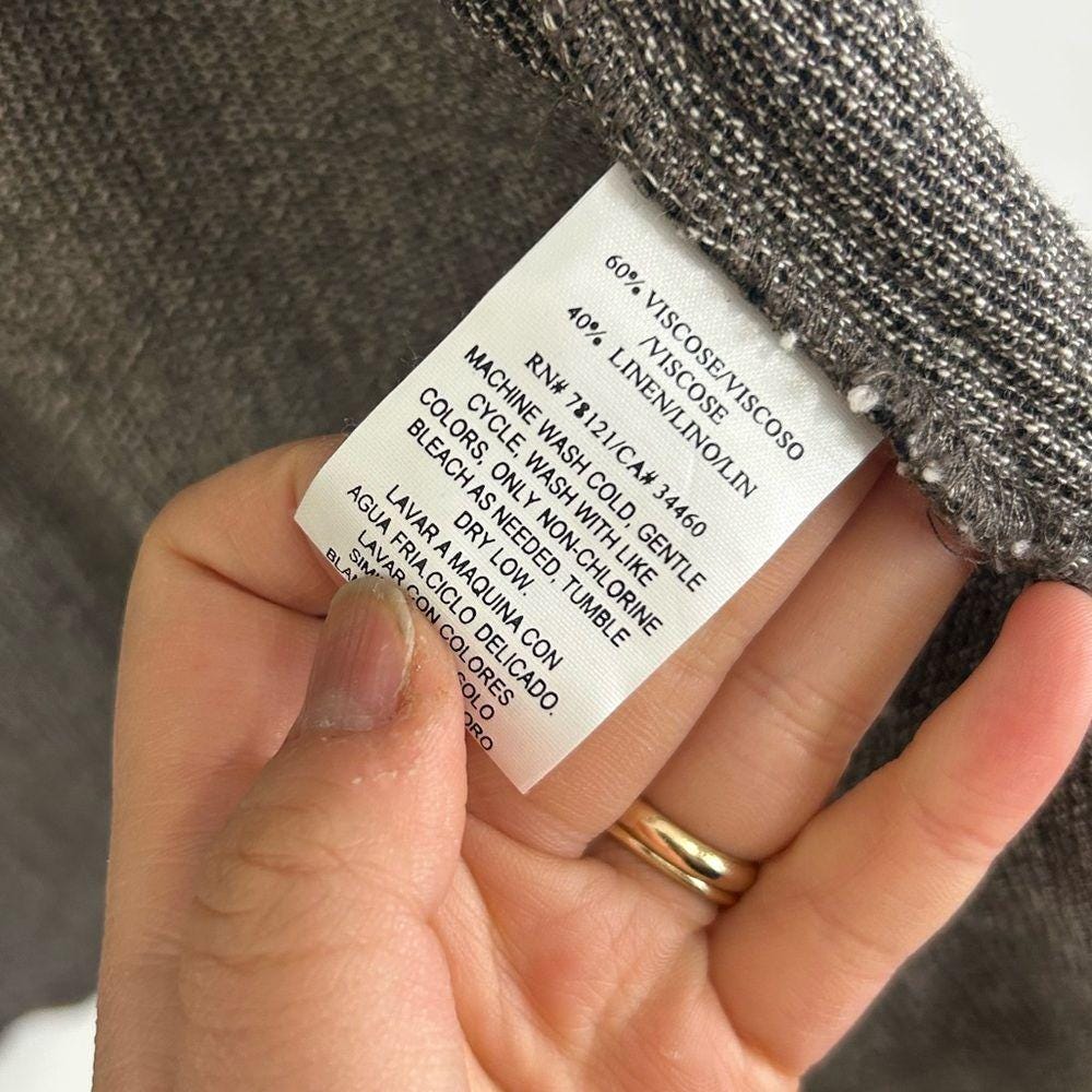 Eileen Fisher Grey Mixed Thread Oversized Linen Blend Shirt