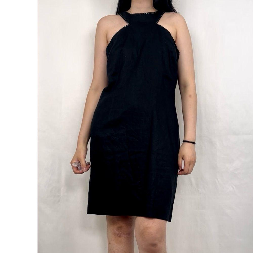 Vintage Lauren Ralph Lauren Black Halter Neck Linen Dress