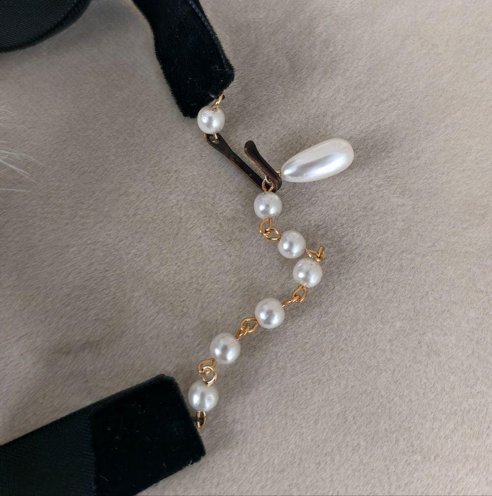 Vintage Mink Fur and Velvet Choker Necklace