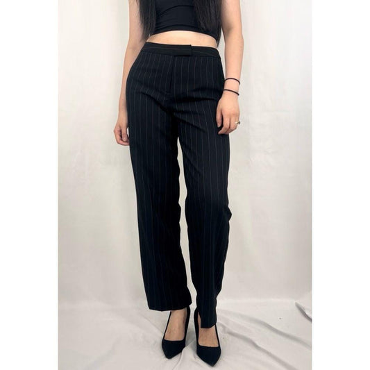Vintage 90s Bob Mackie Black Pinstripe Formal Trousers Slacks