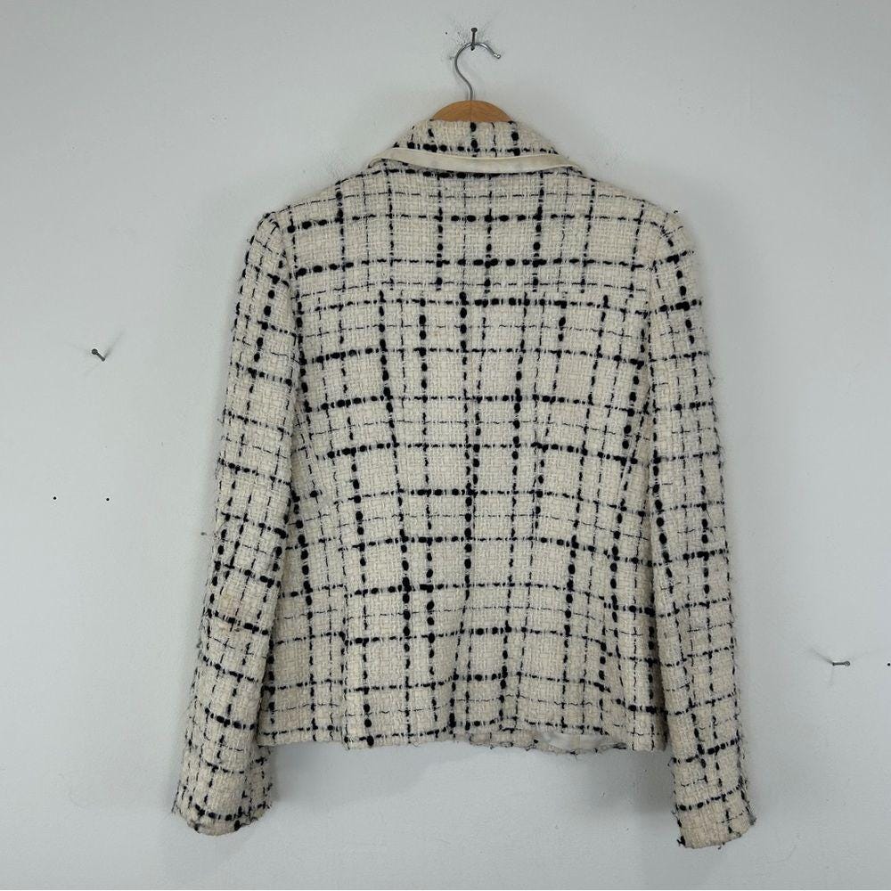 Vintage Searle Monochrome Black and White Plaid Tweed Blazer