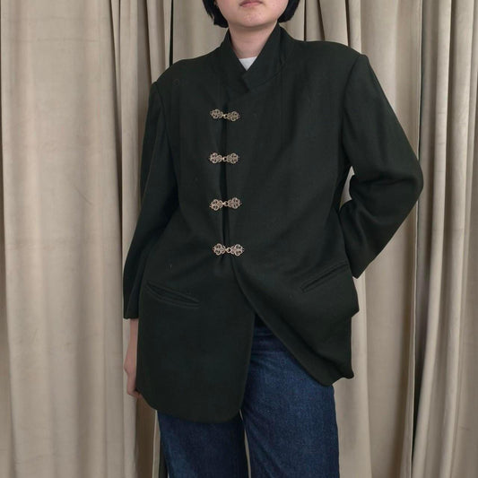 Reworked Vintage Green Blazer Madarin Tang Jacket