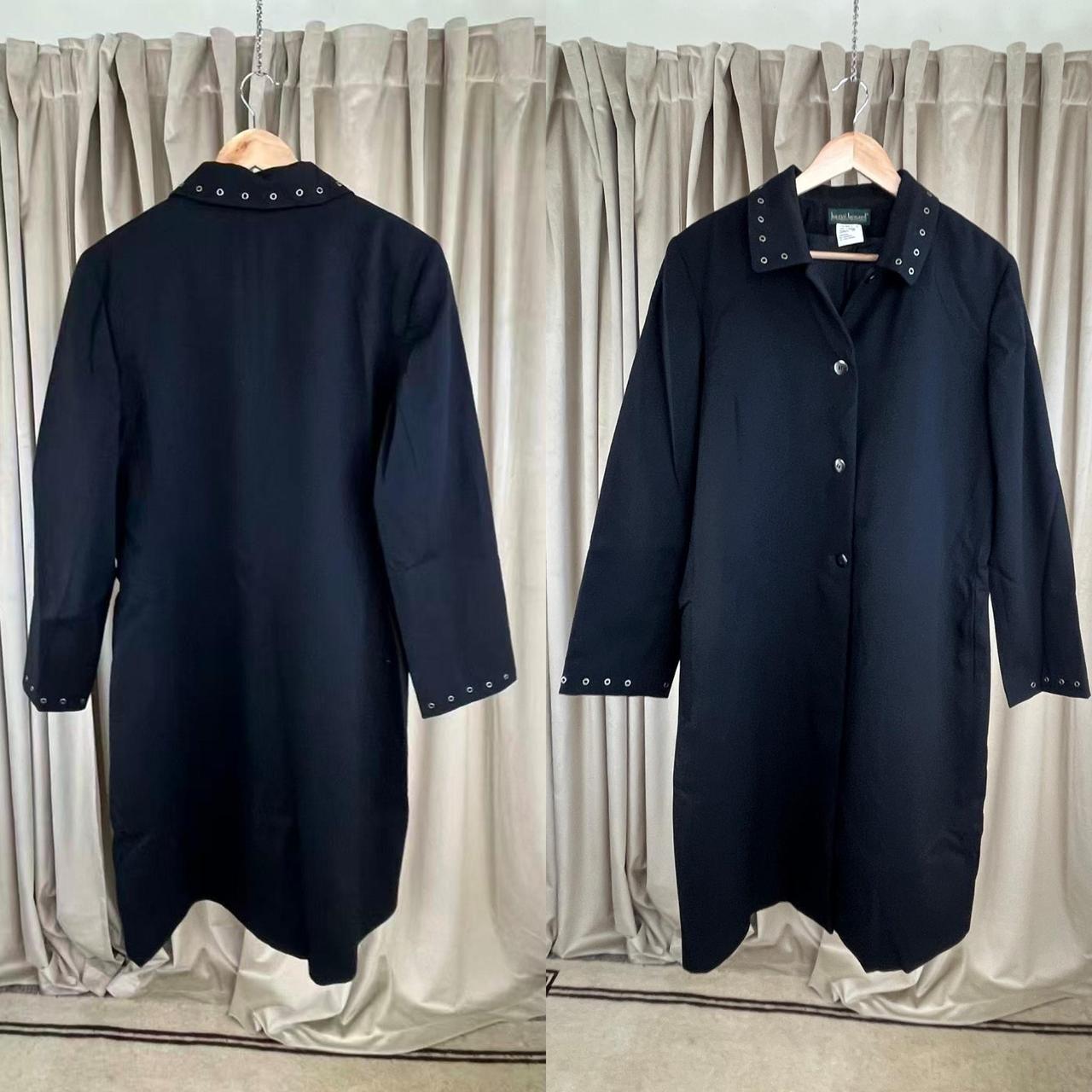 Vintage Harve Benard Black Wool Trench Coat with Eyelets