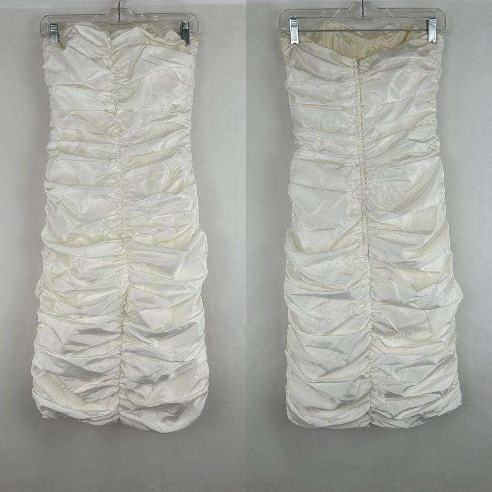Vintage Sleeveless Puffy White Midi Skirt