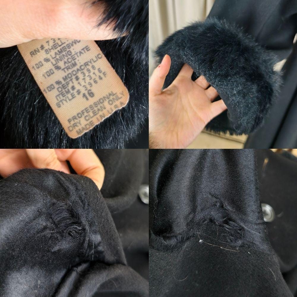 Vintage Marvin Richards Black Full Length Penny Lane Wool Coat