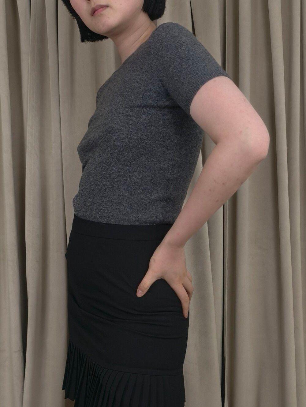 Ralph Lauren Grey Cashmere Short Sleeve Top Sweater