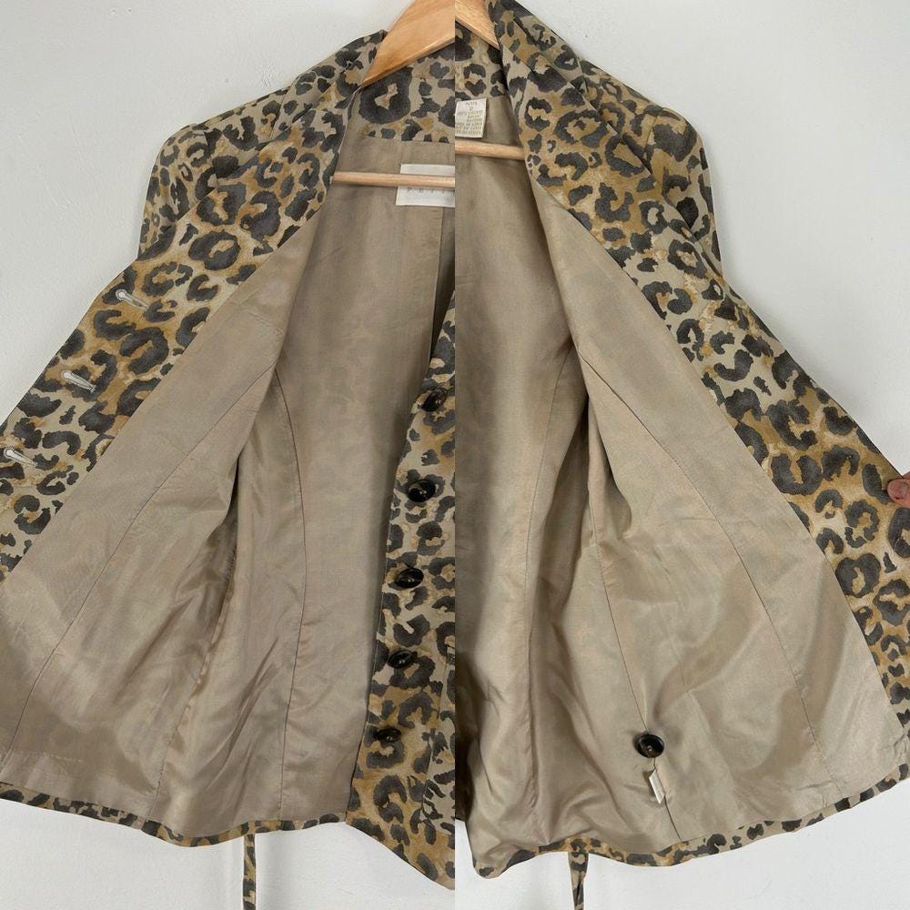 Vintage Dana Buchman Rayon Leopard Print Pantsuit with Tailored Blazer