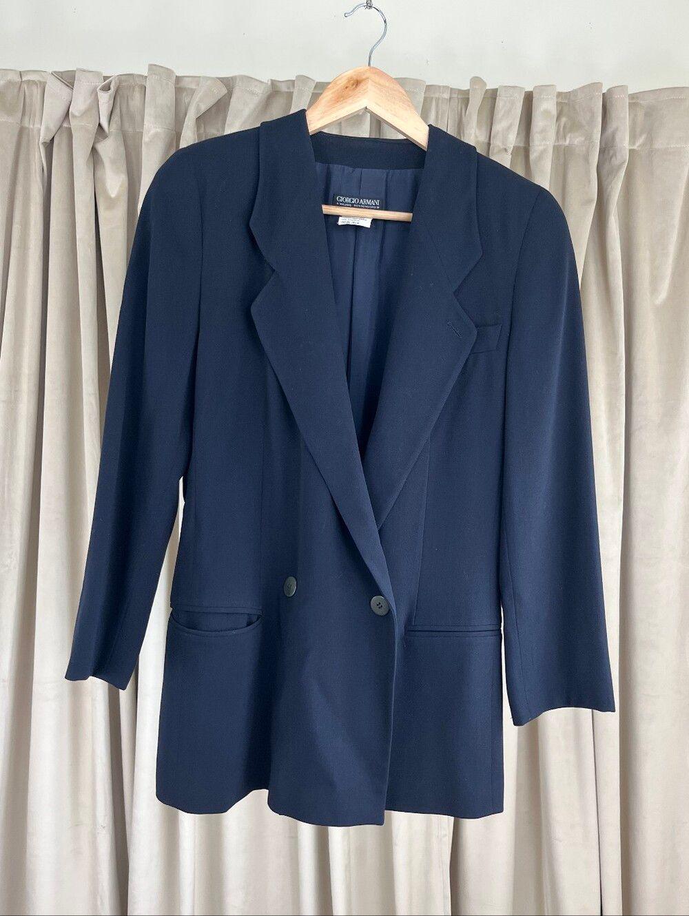 Vintage Giorgio Armani Black Double-Breasted Tailored Blazer