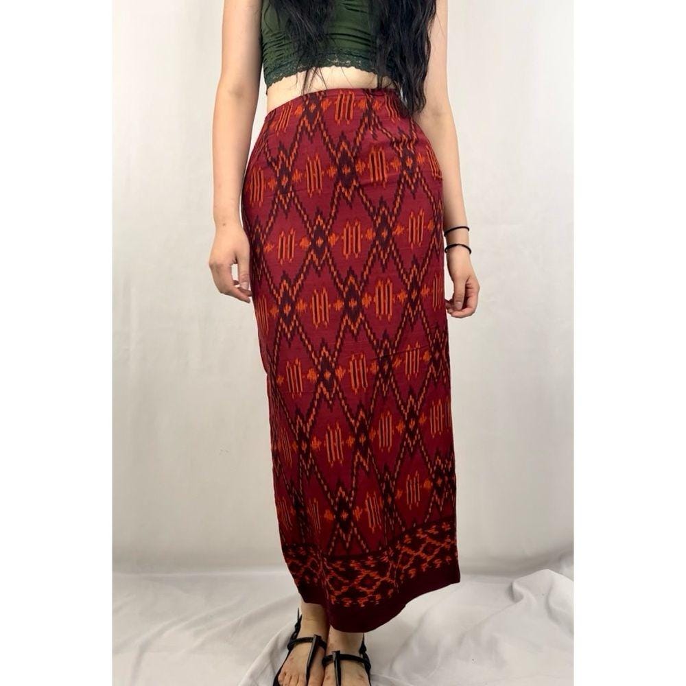 NWT Jones New York Silk Red Asian Geometric Print Pencil Skirt