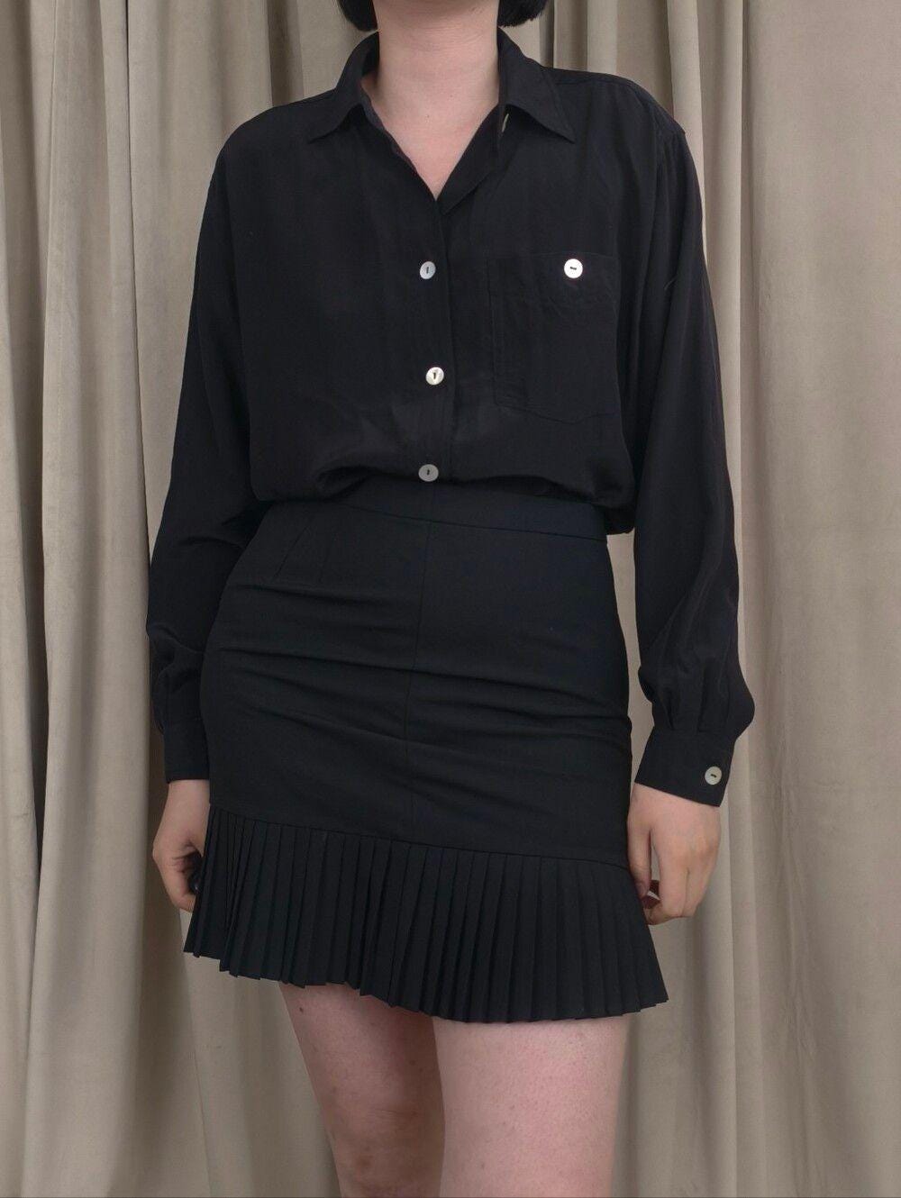 Vintage Carmen G. Black Silk Blouse Shirt