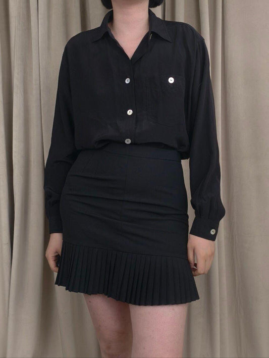 Vintage Carmen G. Black Silk Blouse Shirt