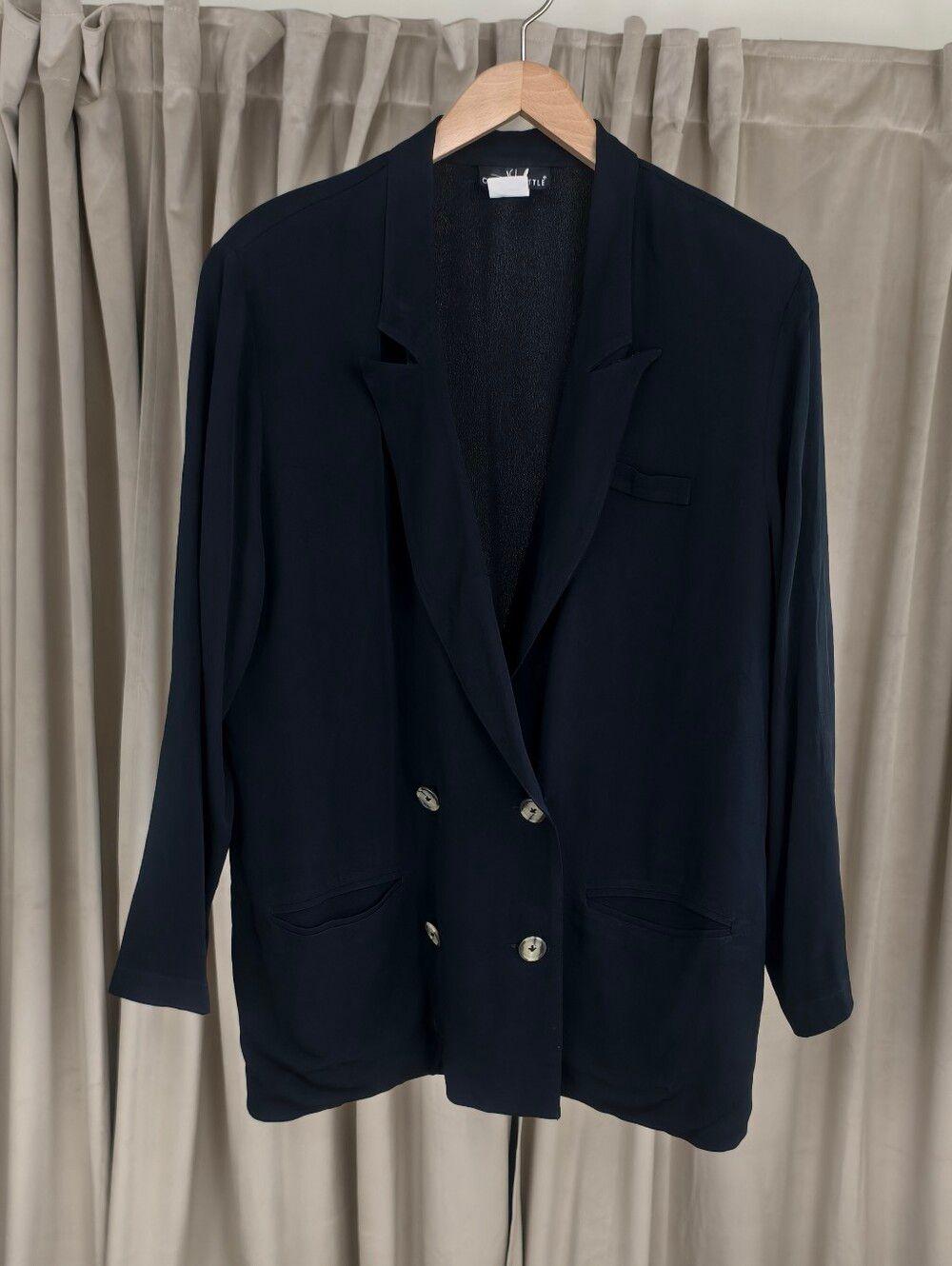 Vintage Carole Little Black Lightweight Double Breasted Blazer