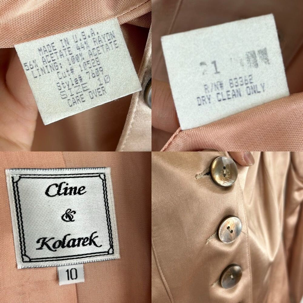 Vintage Cline and Kolarek Blush Pink Satin Blazer Top