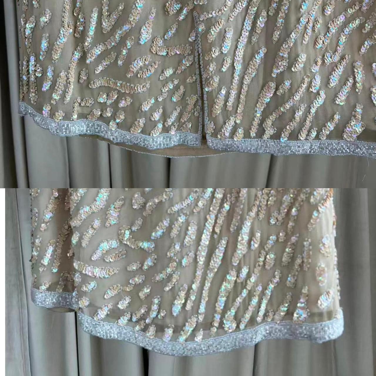 Vintage Gold Silk Sequin Midi Skirt