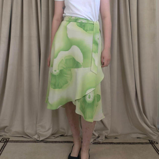 Y2K Jones Wear Lime Green Floral Midi Skirt