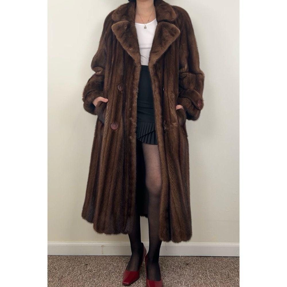 Vintage Birger Christensen Mahogany Top Tier Genuine Mink Coat Overcoat