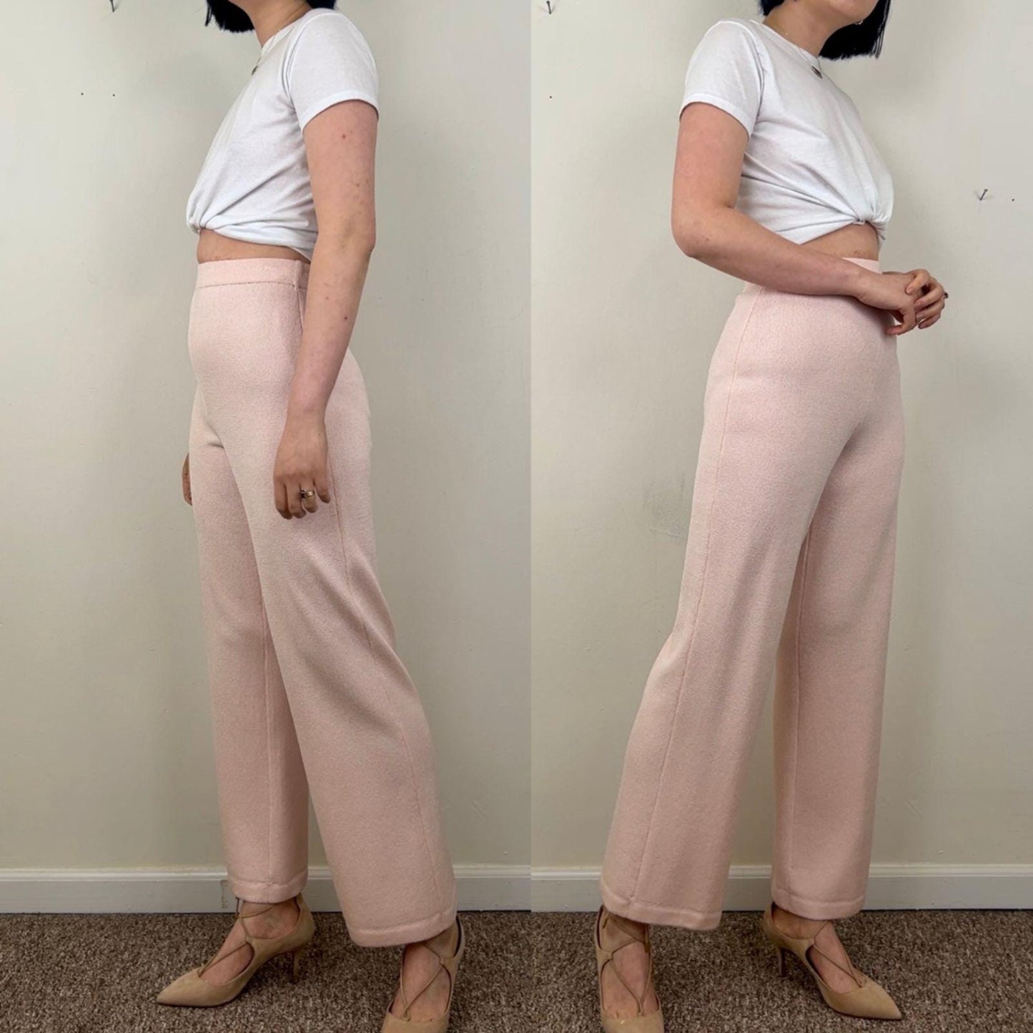 Vintage St John Collection Light Pastel Pink Knitted Trousers