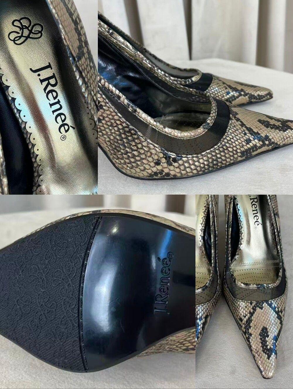 J Renee Snake-Print Pointed Toe Pumps