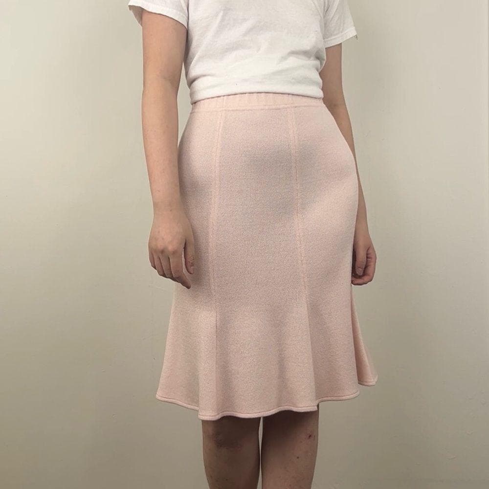 St John Collection Pastel Pink Wool Knit Skirt