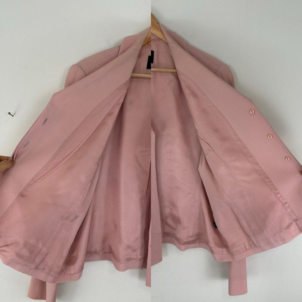 Vintage Ellen Tracy Wool Pastel Pink Cropped Blazer