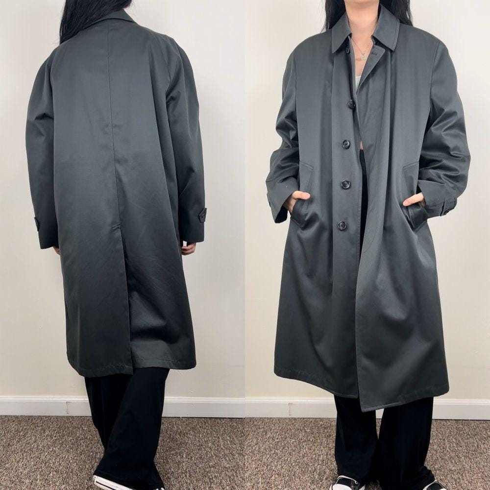 Vintage Dark Green London Fog Single Breasted Trench Coat