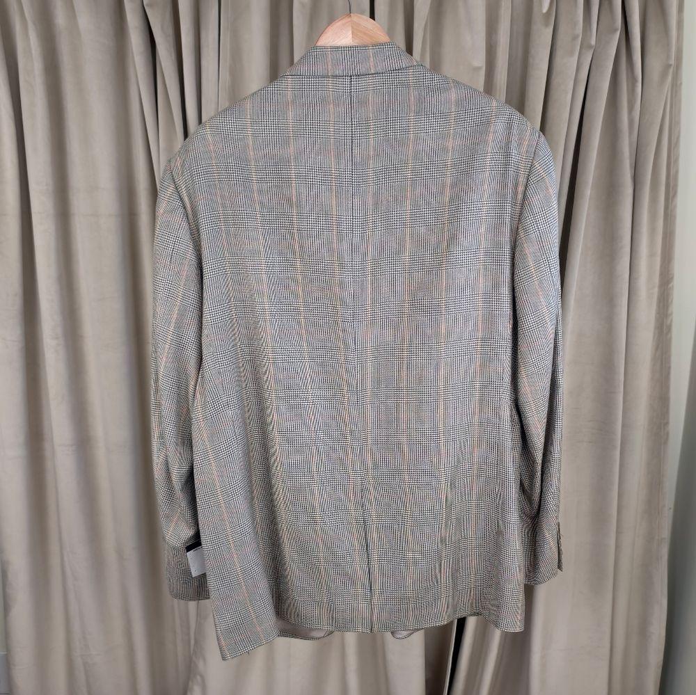 Vintage Classic Boyfriend Silk Blazer in Gray Plaid