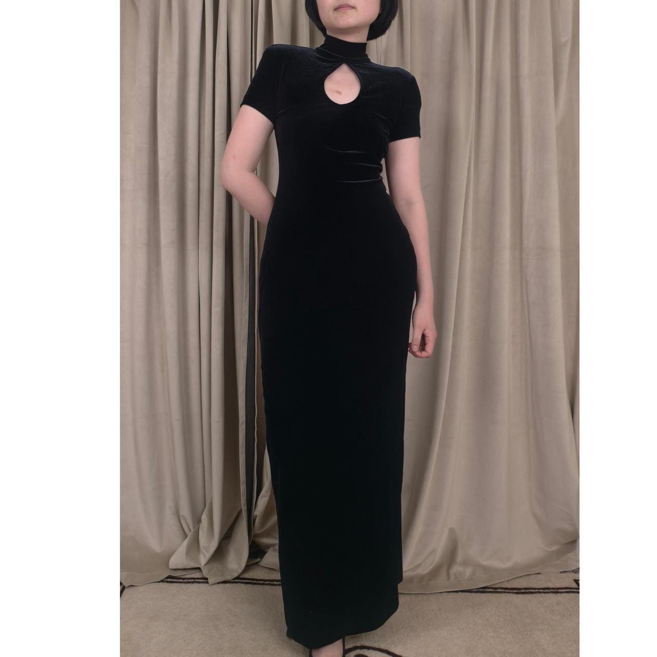 Vintage Ashlee Black Velvet Maxi Dress