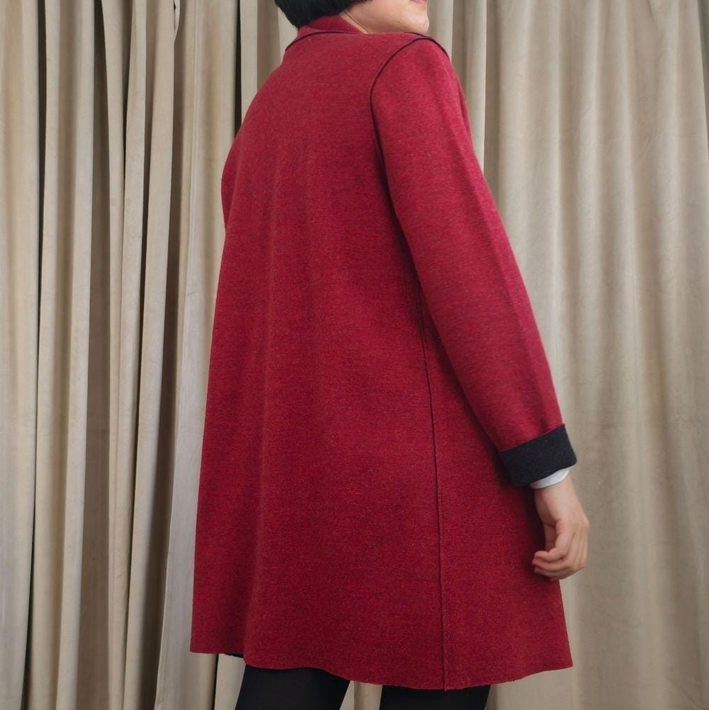 Eileen Fisher Red Wool Light Weight Coat