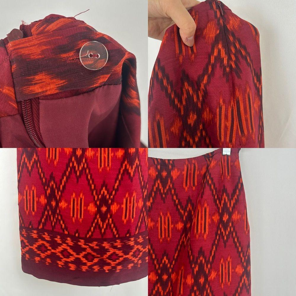 NWT Jones New York Silk Red Asian Geometric Print Pencil Skirt