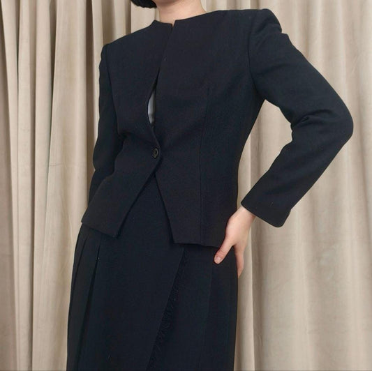 Vintage Jacobson's Cropped Fitted Black Wool Blazer