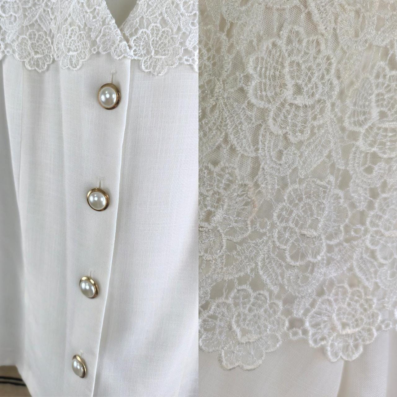 Vintage S. L. Fashions White Lace Blouse