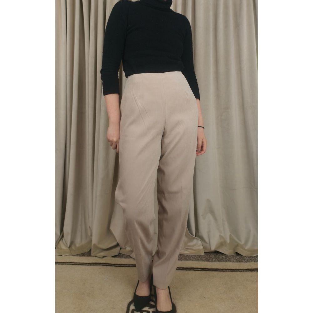 Vintage Gantos Beige Faux Suede Tapered Trousers