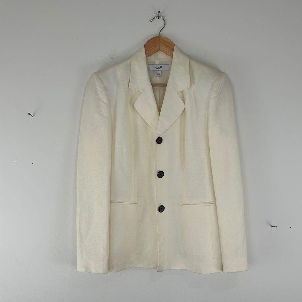 Vintage Le Suit Cream Linen Blazer