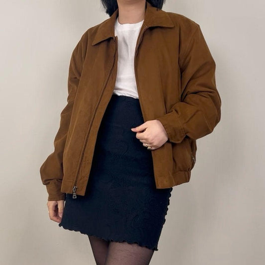 Vintage Jos. A Banks Brown Boyfriend Bomber Jacket with Detachable Lining