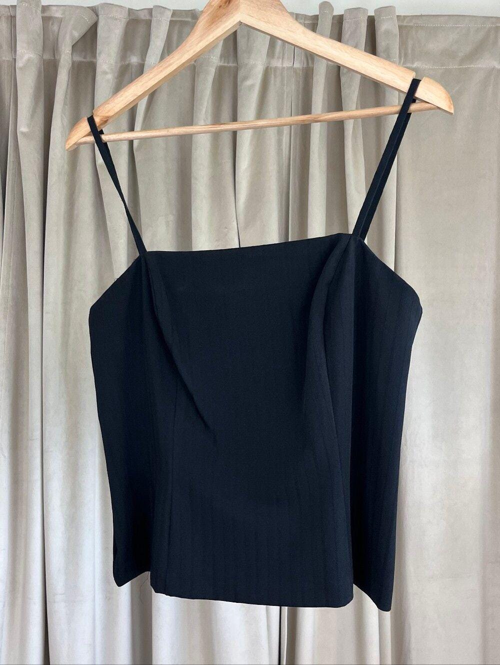 Vintage Breakin' Loose Black Pinstriped Spaghetti Strap Two-Piece Skirt Set