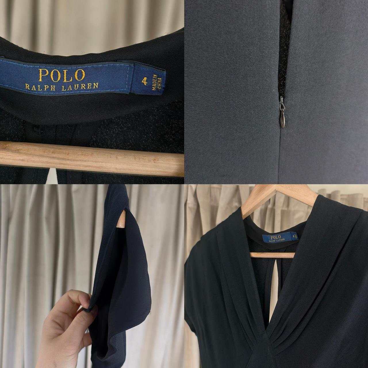 Vintage Polo Ralph Lauren V-Neck Black Midi Dress