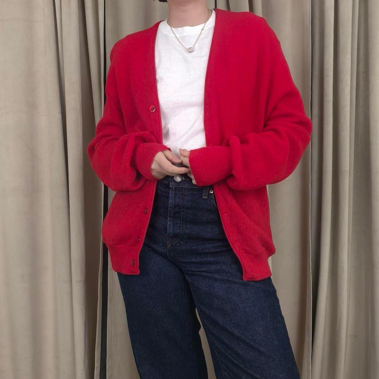 Vintage Robert Brice Red Wool Cardigan