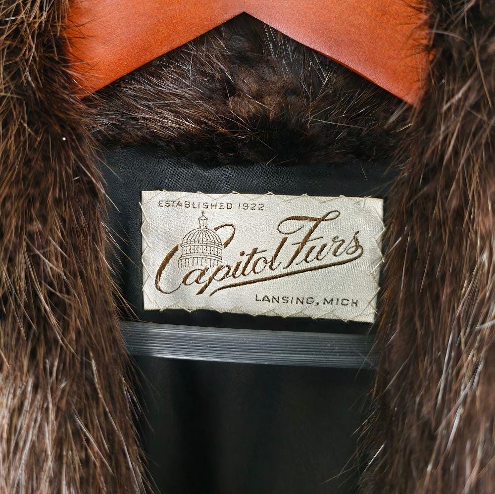 Vintage Capitol Furs Luxurious Brown Natural Beaver Fur Coat