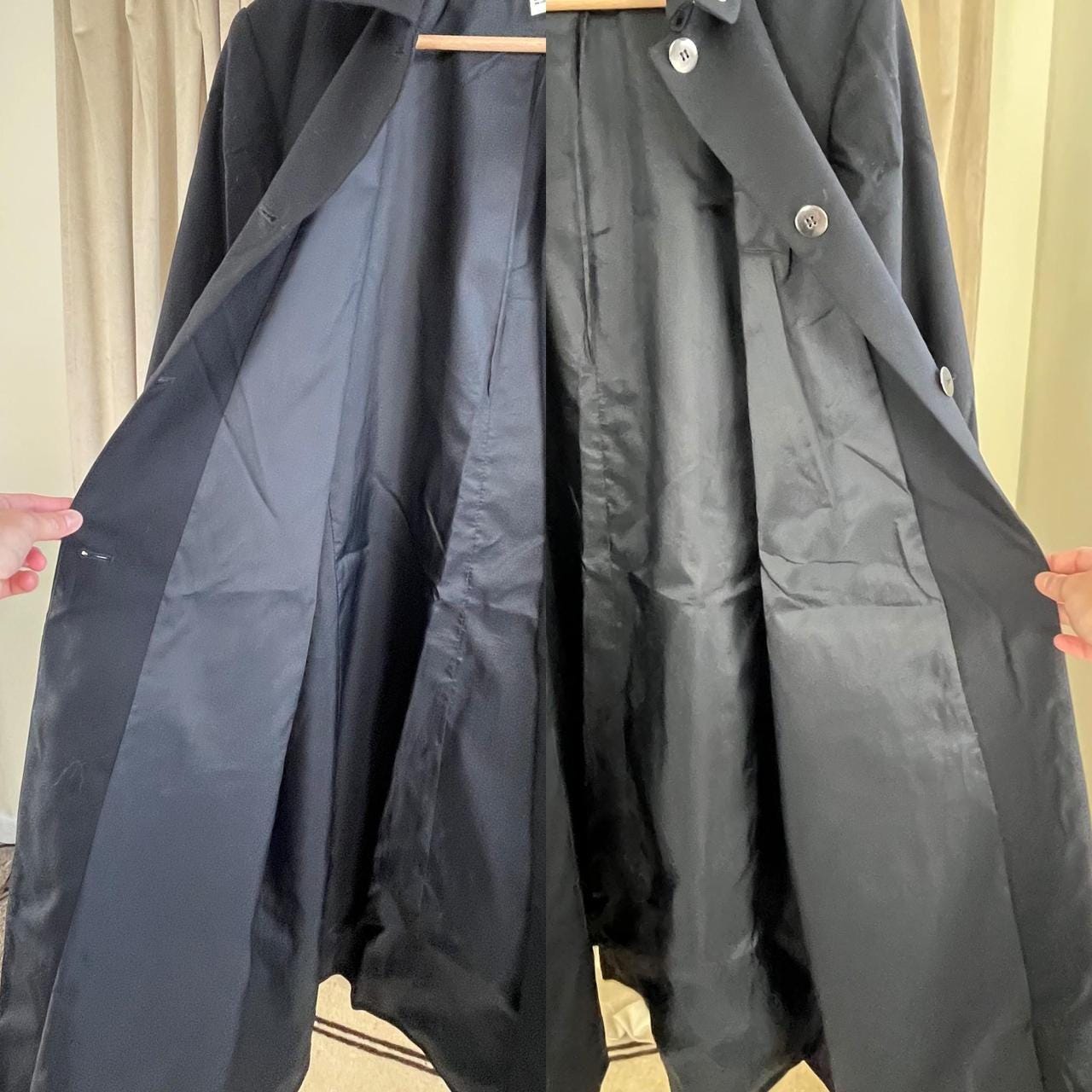 Vintage Harve Benard Black Wool Trench Coat with Eyelets