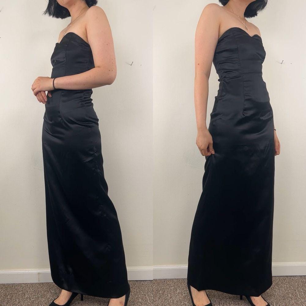 Vintage Handmade Tailored Strapless Satin Evening Gown