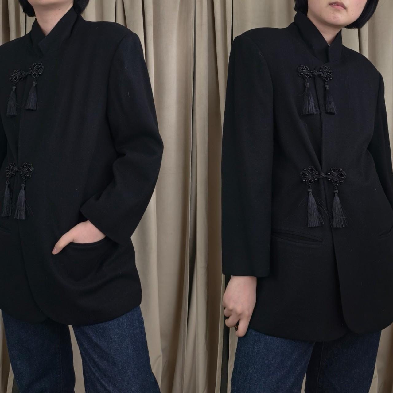 Reworked Vintage Wool Blazer Mandarin Tang Jacket