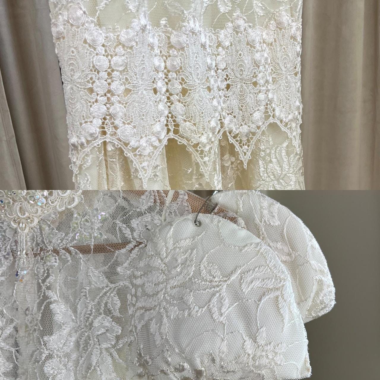 Vintage Bohemian Susan Lundenfeld Cream Lace Wedding Gown