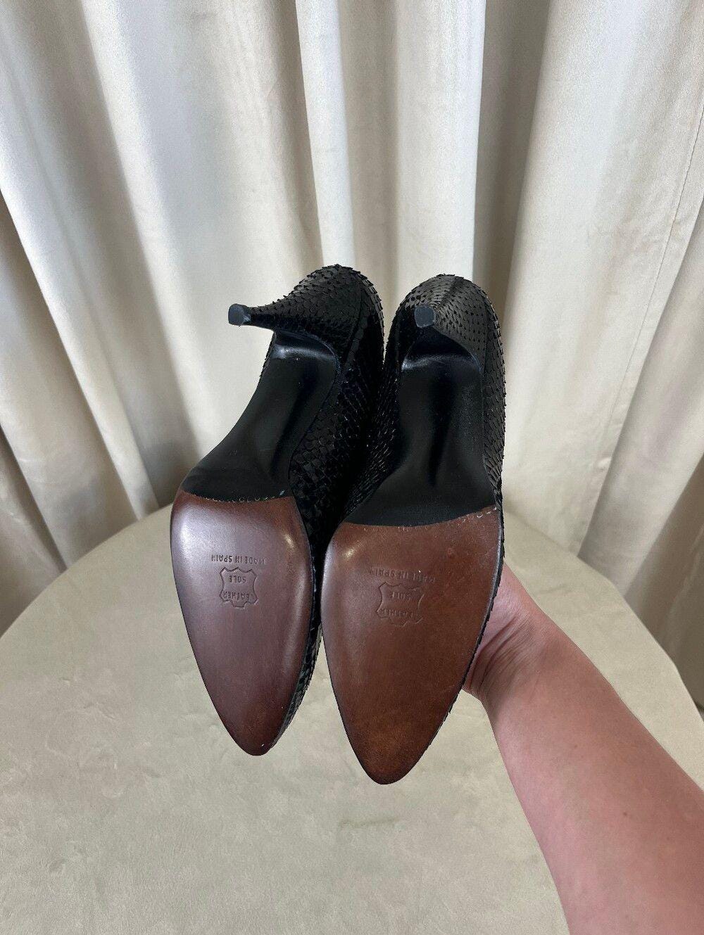 Vintage Unworn Stuart Weitzman Black Snakeskin Pointed-Toe Stiletto Pumps