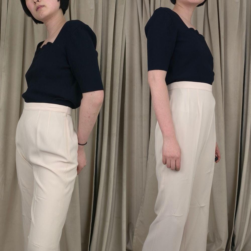 Dana Buchman Navy Knit Short Sleeve Top with Scalloped Detailing