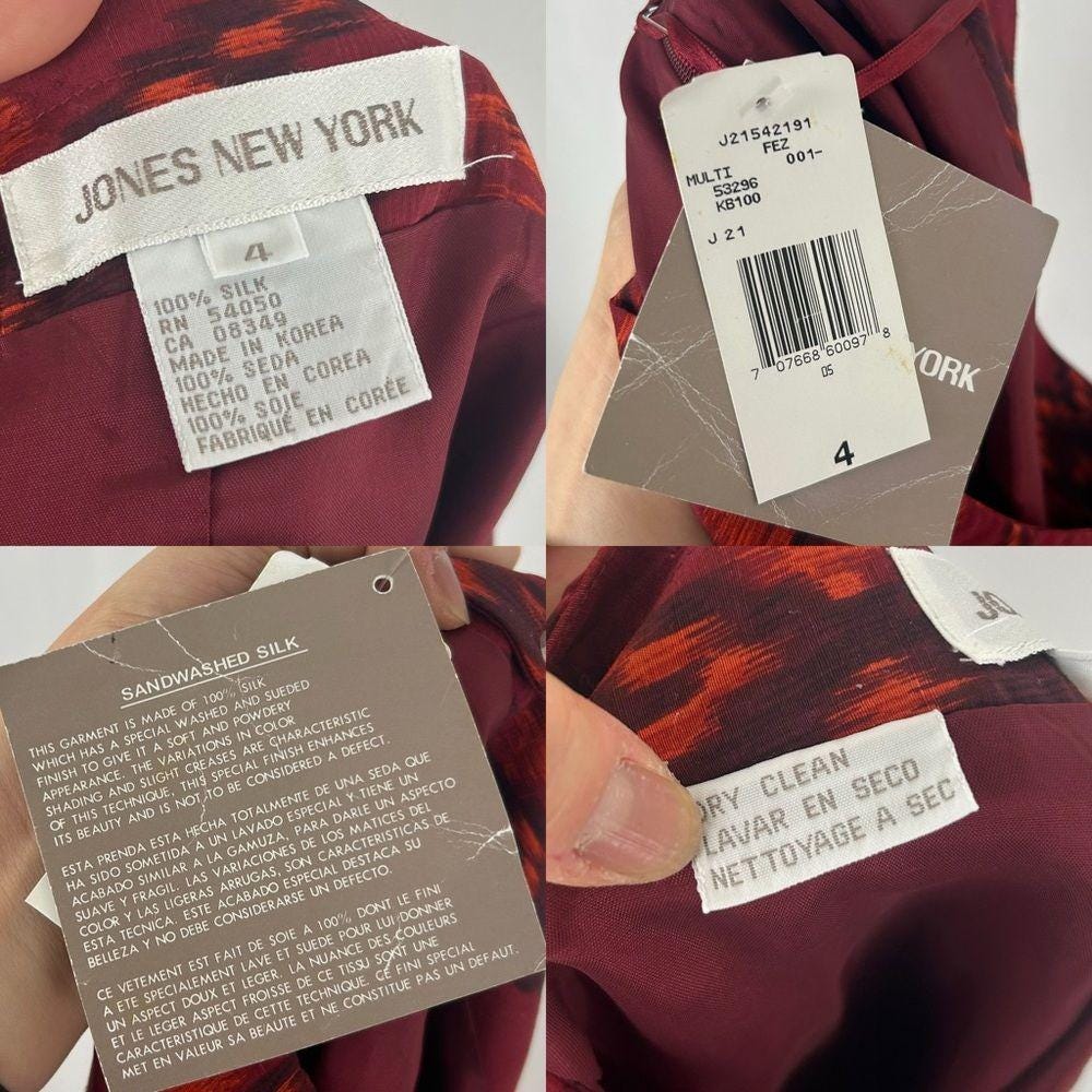 NWT Jones New York Silk Red Asian Geometric Print Pencil Skirt