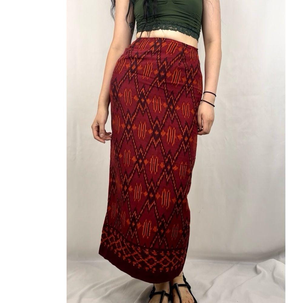 NWT Jones New York Silk Red Asian Geometric Print Pencil Skirt
