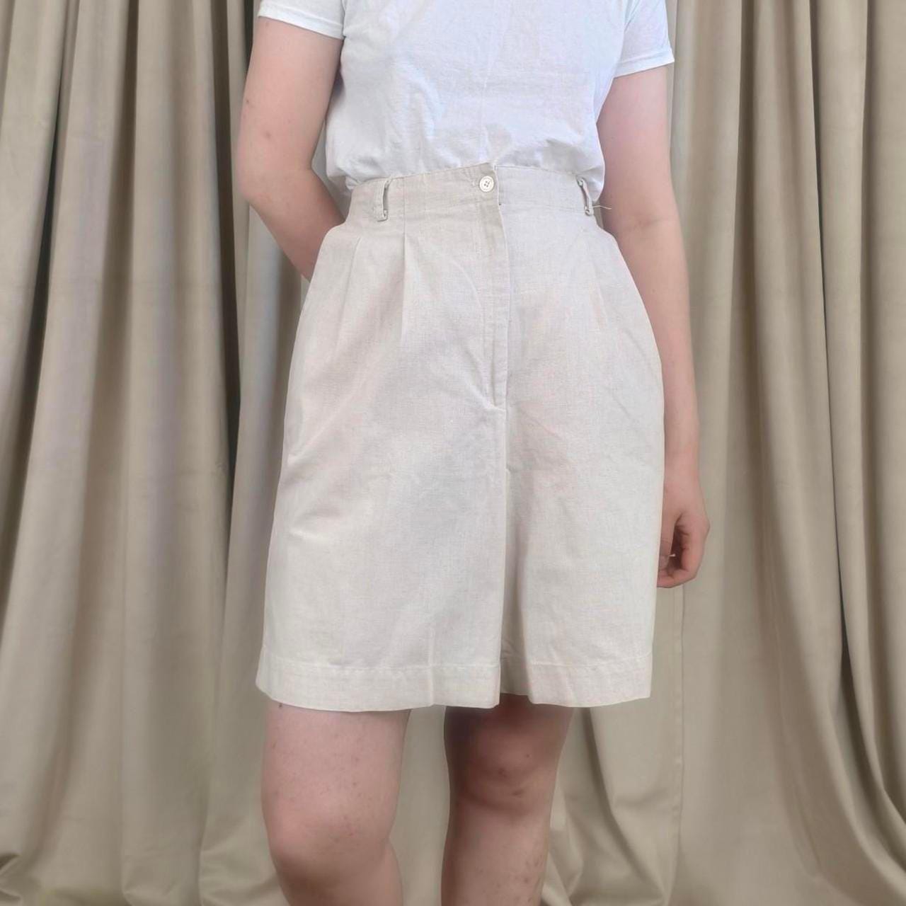 Vintage Cream Linen Bermuda Shorts