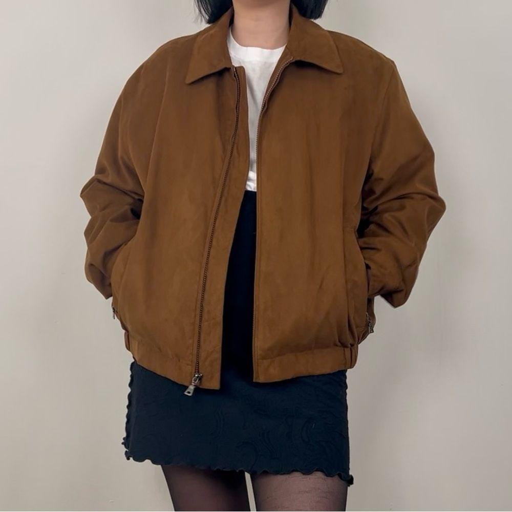 Vintage Jos. A Banks Brown Boyfriend Bomber Jacket with Detachable Lining
