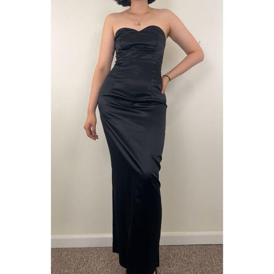 Vintage Handmade Tailored Strapless Satin Evening Gown